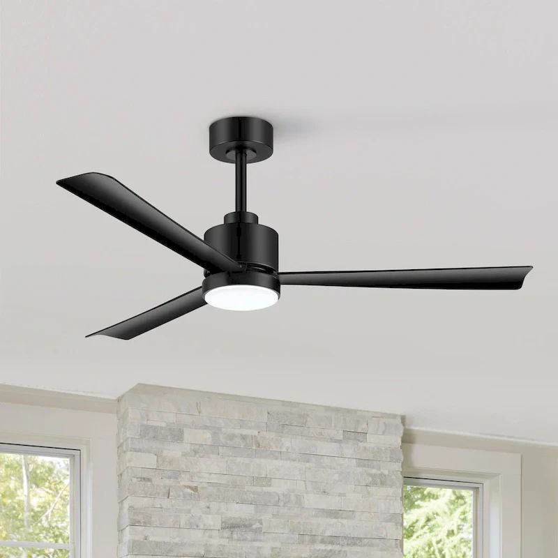 52 Inch Gold/Black/White 3-Blade LED Ceiling Fan with Light and Remote
