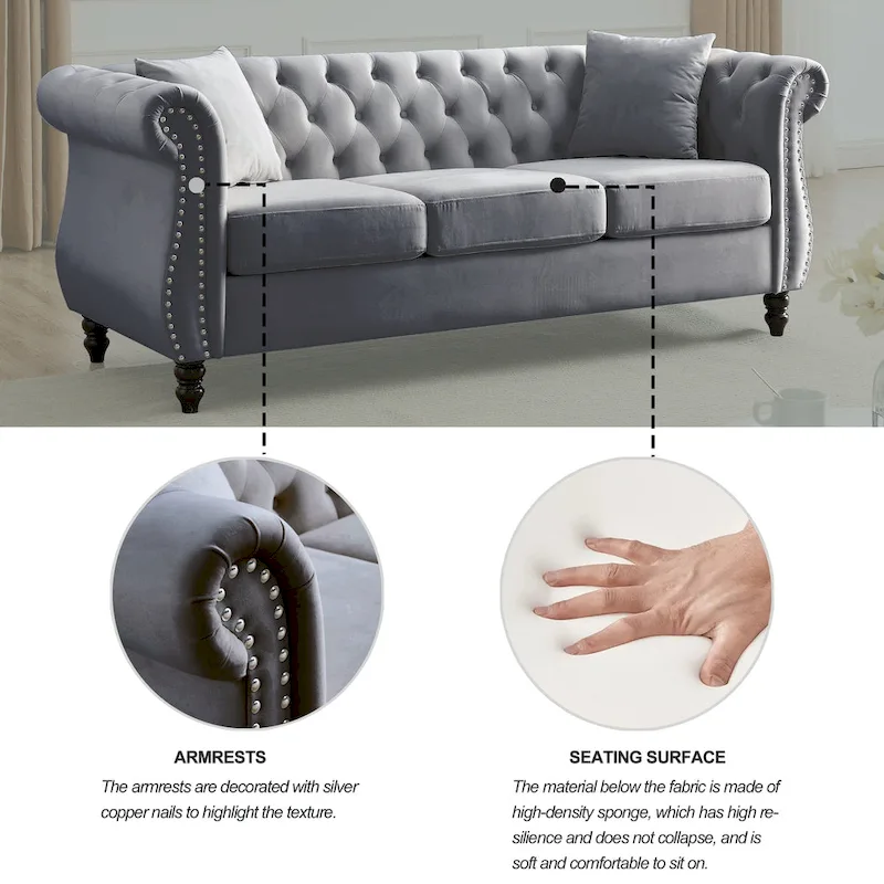 Chesterfield Sofa Grey Living Room