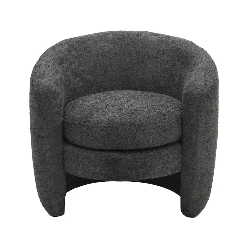 Boucle Upholstered Accent Chair with Curved Back, Plush Seating and No Assembly Required