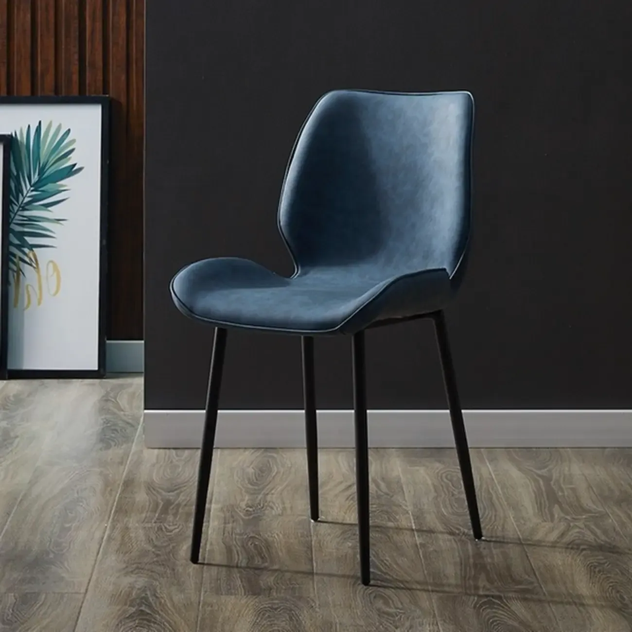 Modern Wingback Faux Leather Upholstered Metal Dining Chair