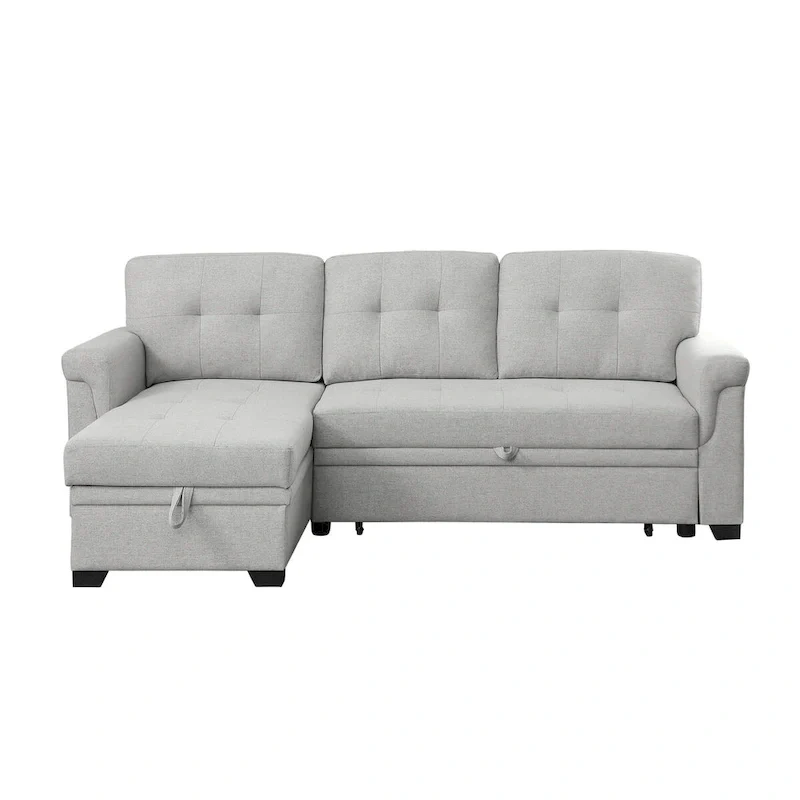 Lucca 84-inch Reversible Sleeper Sectional Sofa with Storage Chaise - 84W x 54D x 35H