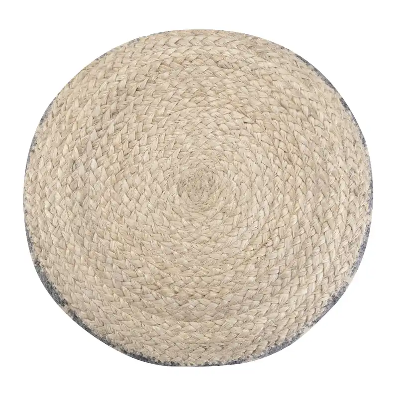 WYNDENHALL Nesbitt Boho Round Pouf, Natural Woven Braided Jute
