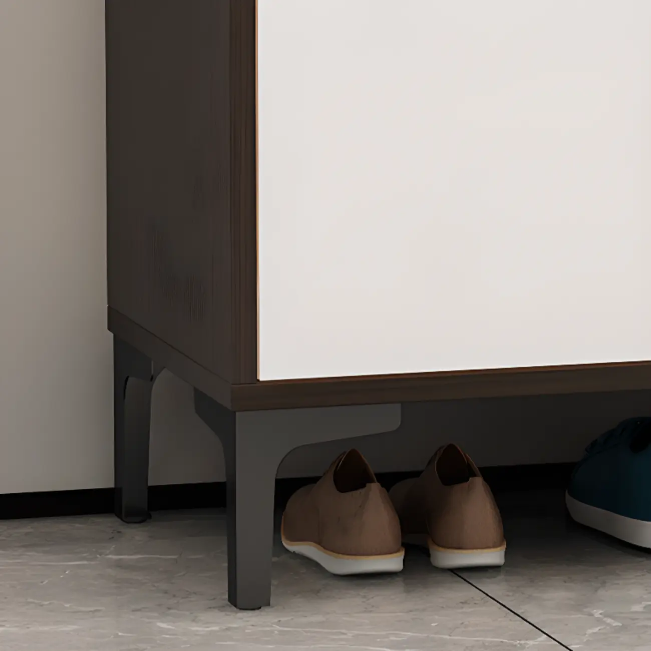 Sleek Milk Cocoa Wood Shoe Cabinet with Display Top