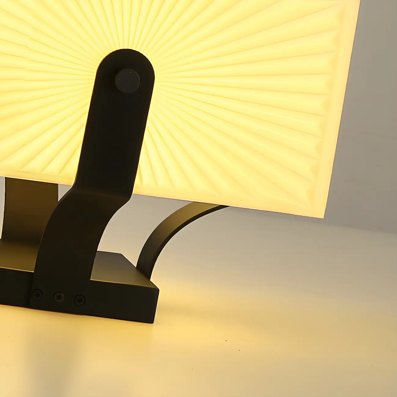 Black Elegant Bracket Post Cap Light with Beige Cubic Shade