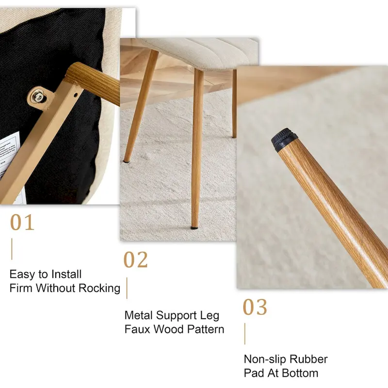 Linen Upholstered Metal Leg Side Chair (Set of 4)