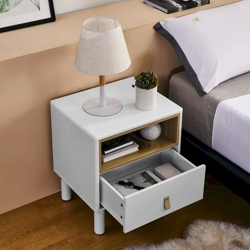 Modern Wooden Nightstand with Drawer