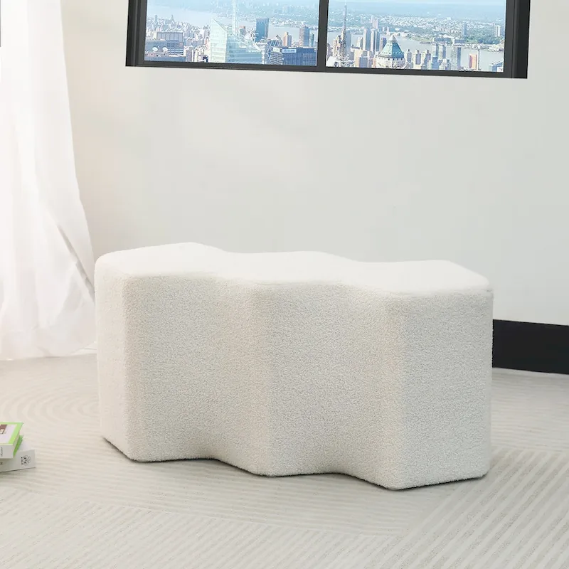 Adeco 35 Long Ottoman Bench Velvet Polygon Foot Stool