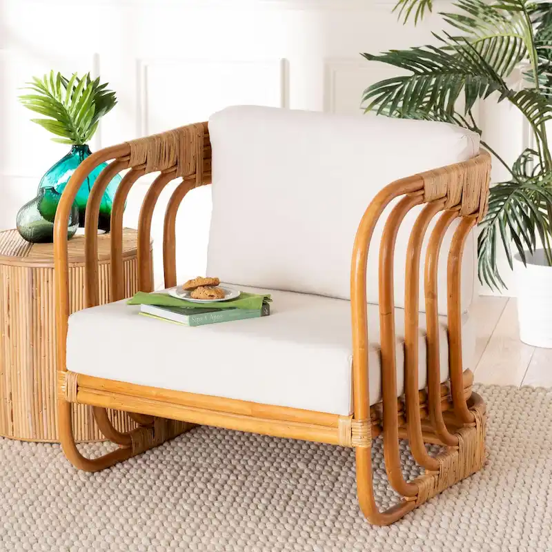 Modern Bohemian Natural Rattan Arm Chair