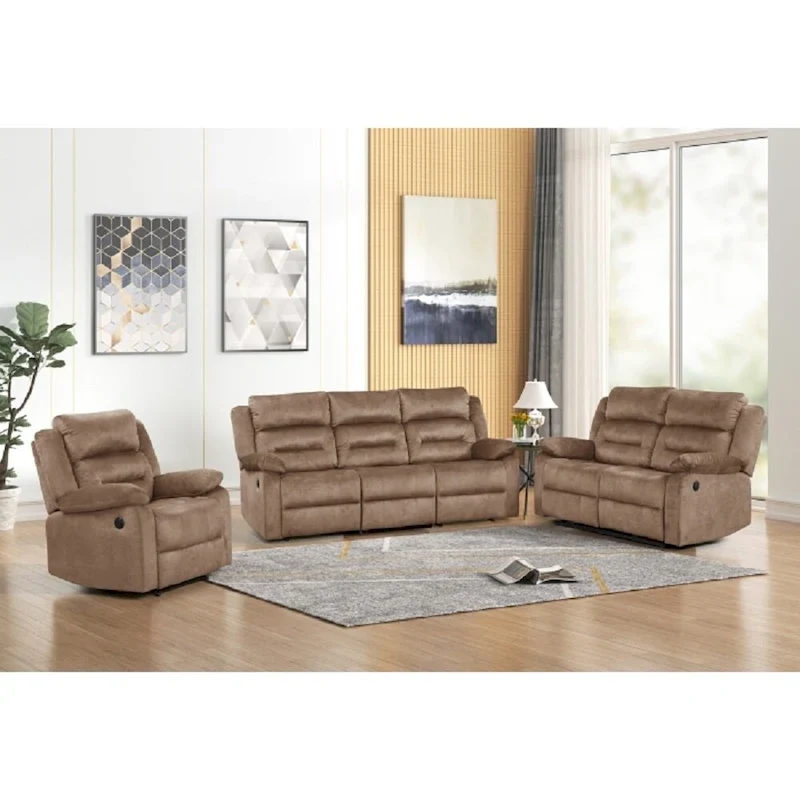 3Pc Power Reclining Sofa Couch Set, Modern Living Room Set