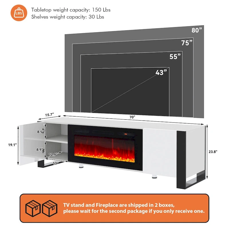 70 Modern Entertainment Center with 36 Fireplace