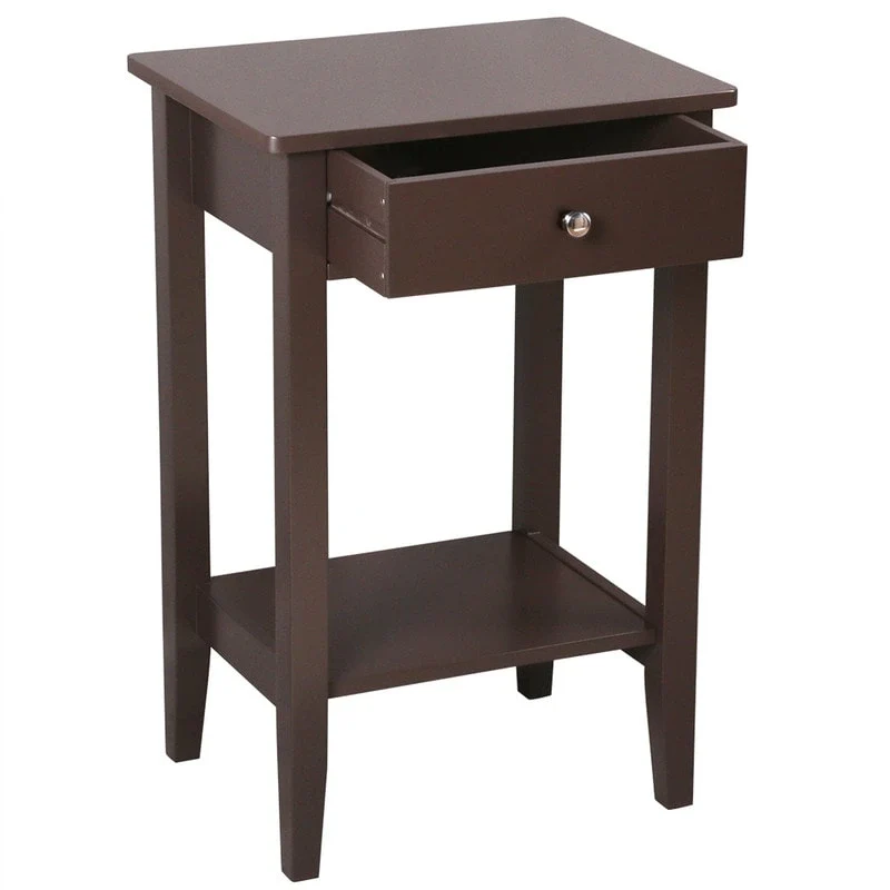 Brown 2-tier 1-drawer End Table