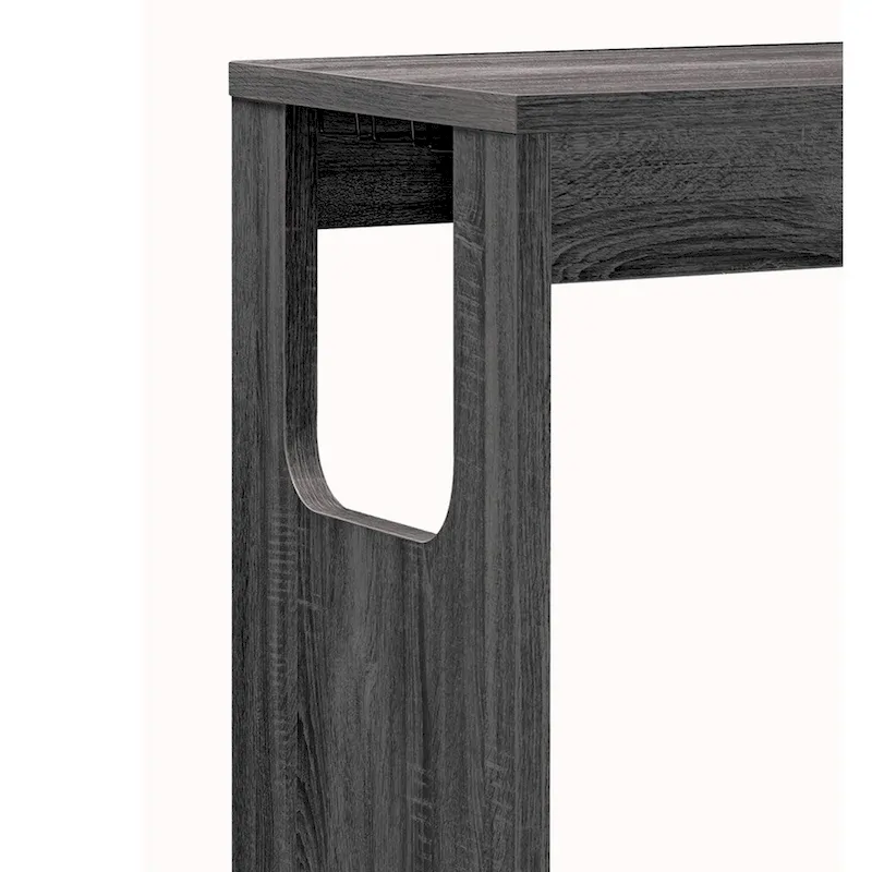 Transitional Style Wooden Bar Table with 3 Tier Side Shelves, Gray