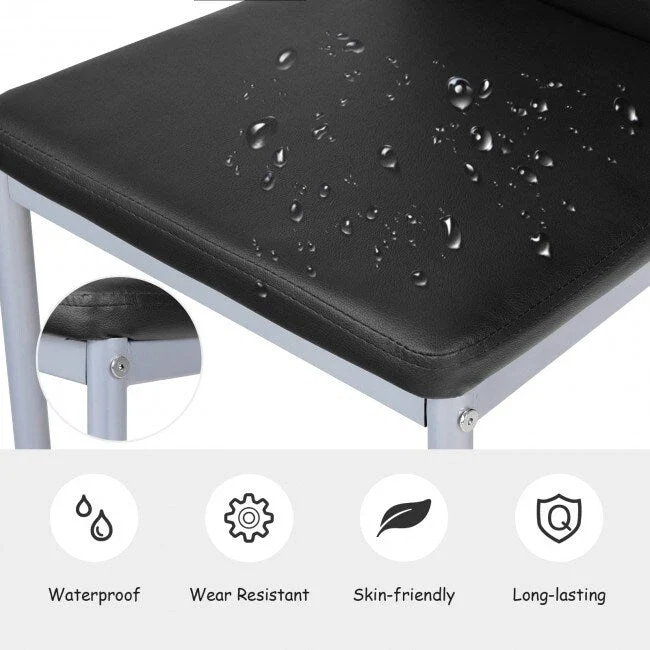 4 Pieces PVC Elegant Design Leather Dining Chairs with Solid Metal Legs - 16.0 x 20.0 x 38.5 (W x D x H)