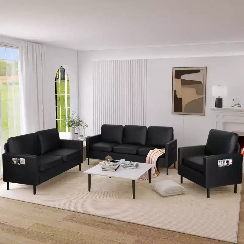 TYBOATLE 3-Piece Living Room Furniture Set with USB, Modern 3-Seat Couch, Loveseat & Accent Chair for Small Spaces