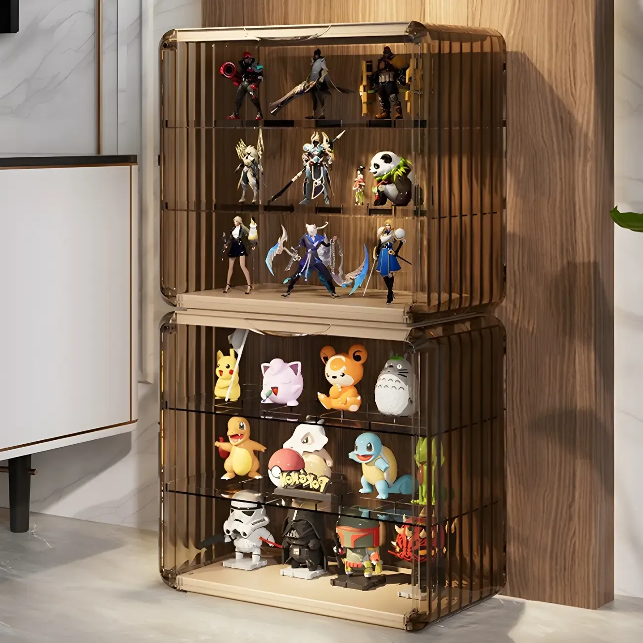 Living Room Stackable Clear Acrylic Display Cabinet