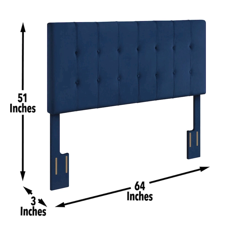 Steve Silver Roseau Navy Blue Velvet Queen Upholstered Headboard