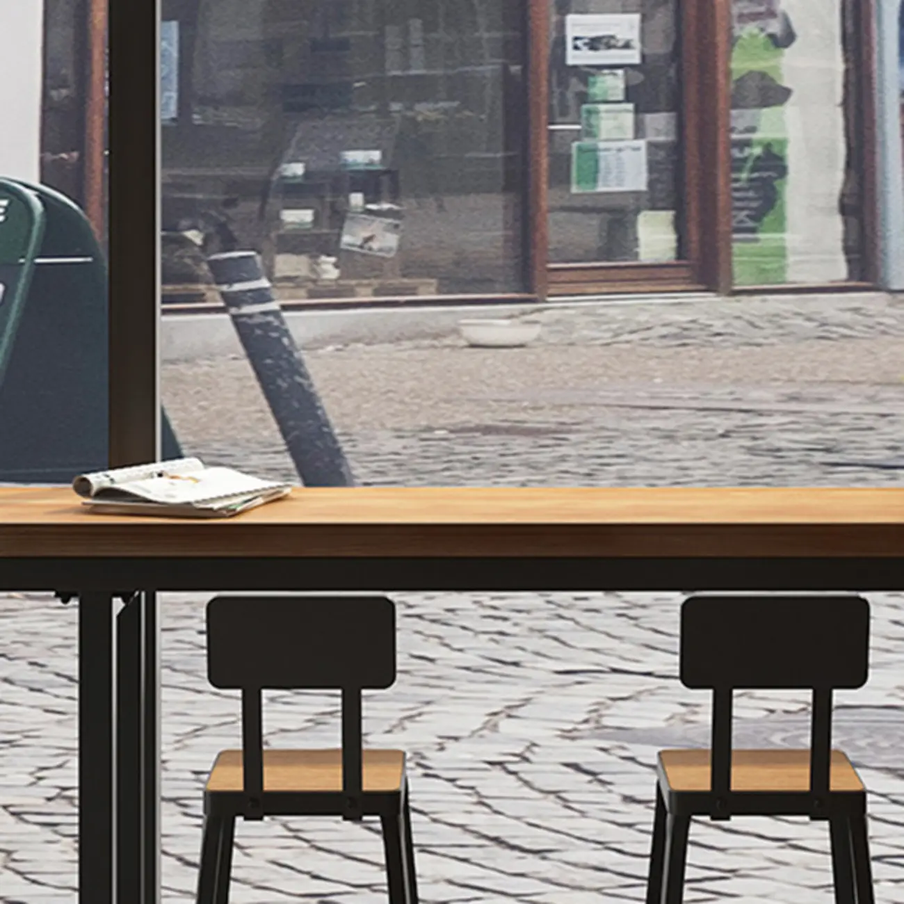 Industrial Solid Wood Bar Set with Metal Legs