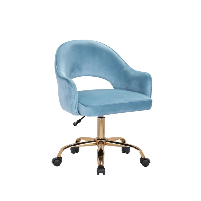 Velvet Swivel Office Chair, Golden Chrome Legs