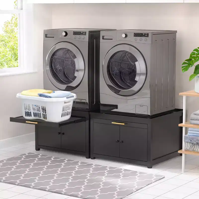 Black / White Heavy-Duty Metal Washer & Dryer Pedestal Stand – Single Unit, Anti-Vibration