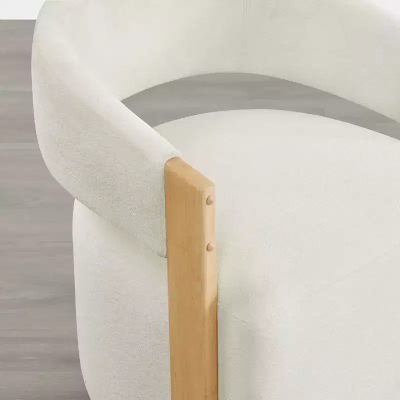 Spruce&Spring Upholstered Dining Chair with Wood Armrests & Hidden Wheels