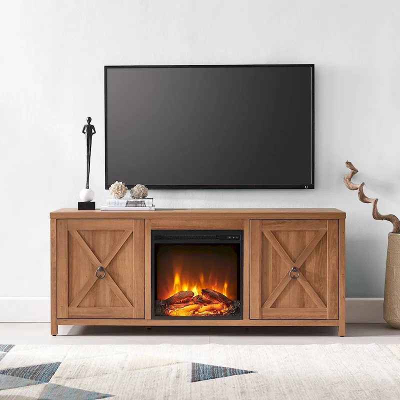 Granger 58  TV Stand with Log Fireplace Insert