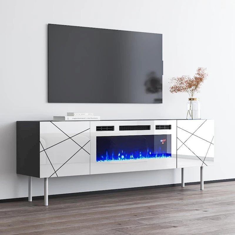 London WH-EF Electric Fireplace 63 TV Stand