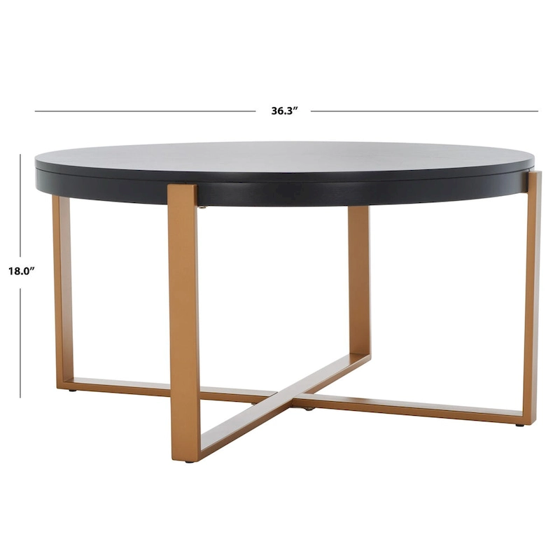 SAFAVIEH Deetta White Marble/ Black Round Coffee Table - 36 W x 36 D x 18 H - 36Wx36Dx18H