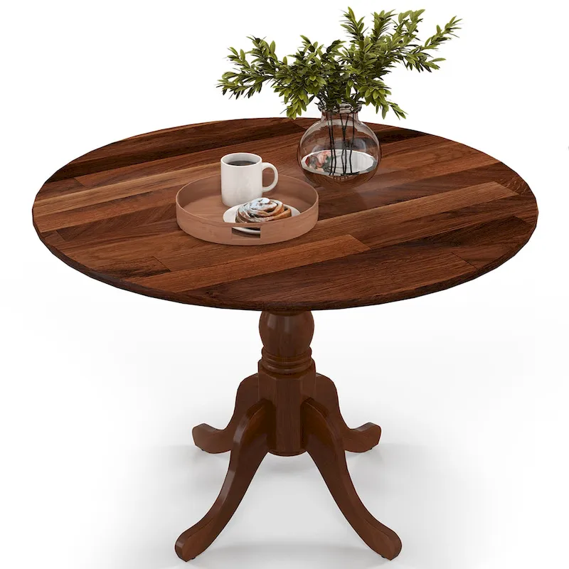 39-Inch Round Rustic Dining Table with Rubber Wood, Splayed Legs, 4-Person Capacity for Kitchen