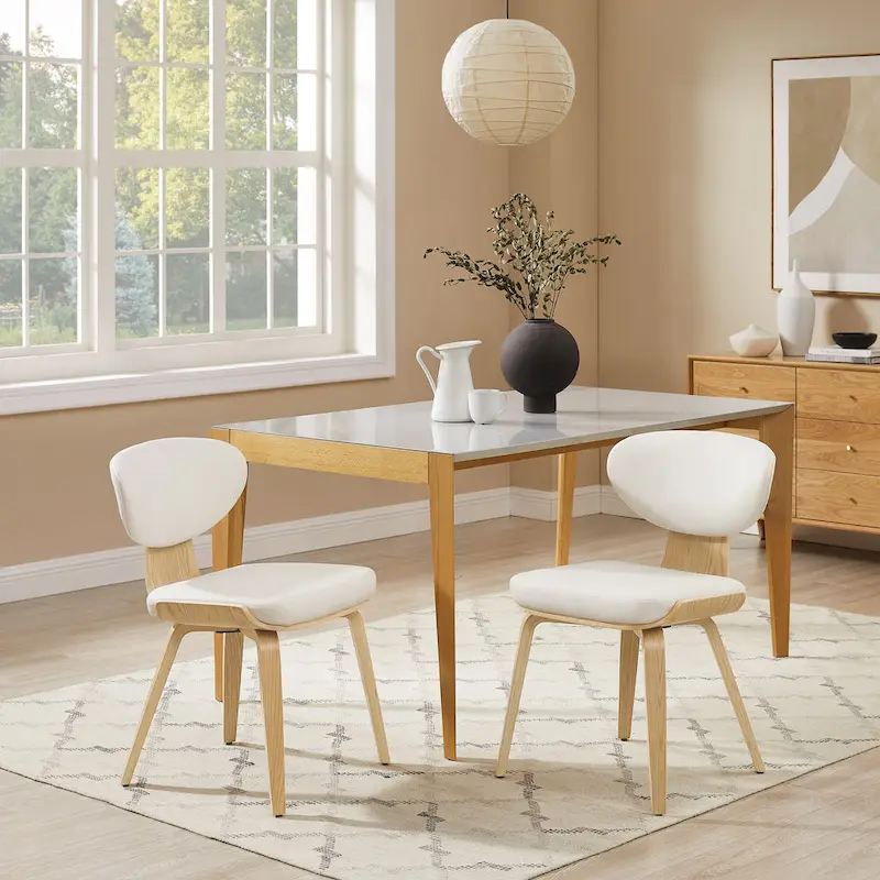 Art Leon Wood and PU Leather Dining Chair (Set of 2).