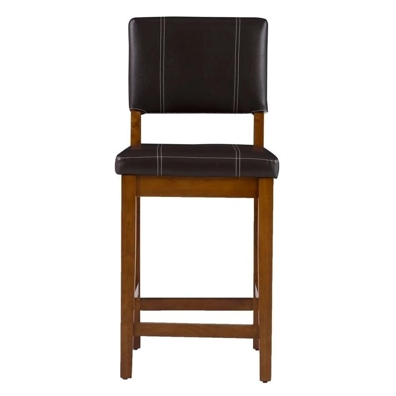 Linon Clover 24-inch Dark Brown Faux Leather Counter Stool