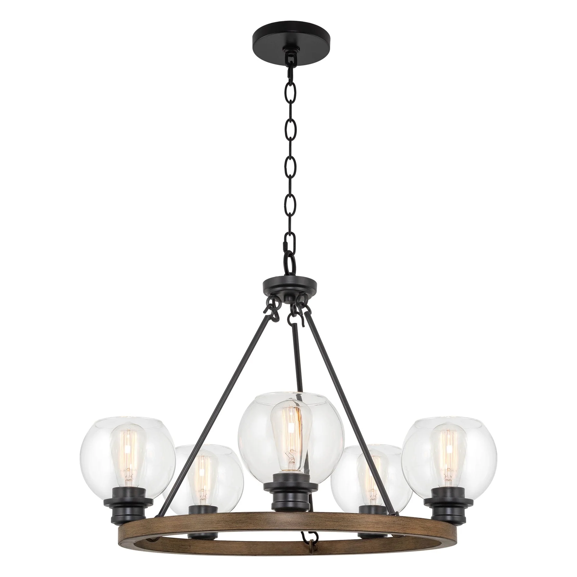 Elwood 25 5-Light Industrial Rustic Farmhouse Wagon Wheel Chandelier