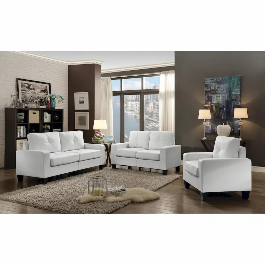 71 in. W Track Arm Faux Leather 3-Seat Sofa