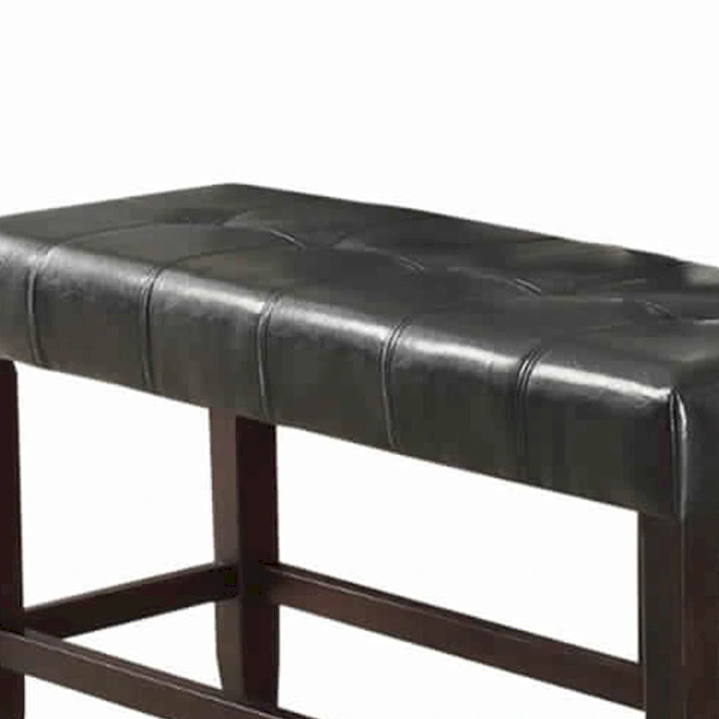 Wood Based High Bench with Tufted Seat Black and Brown