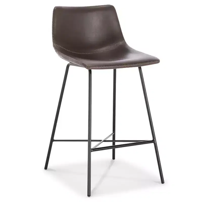 Poly & Bark Set of 3 24" High Paxton Counter Height Barstools Brown: Upholstered, Steel Frame, Modern Design