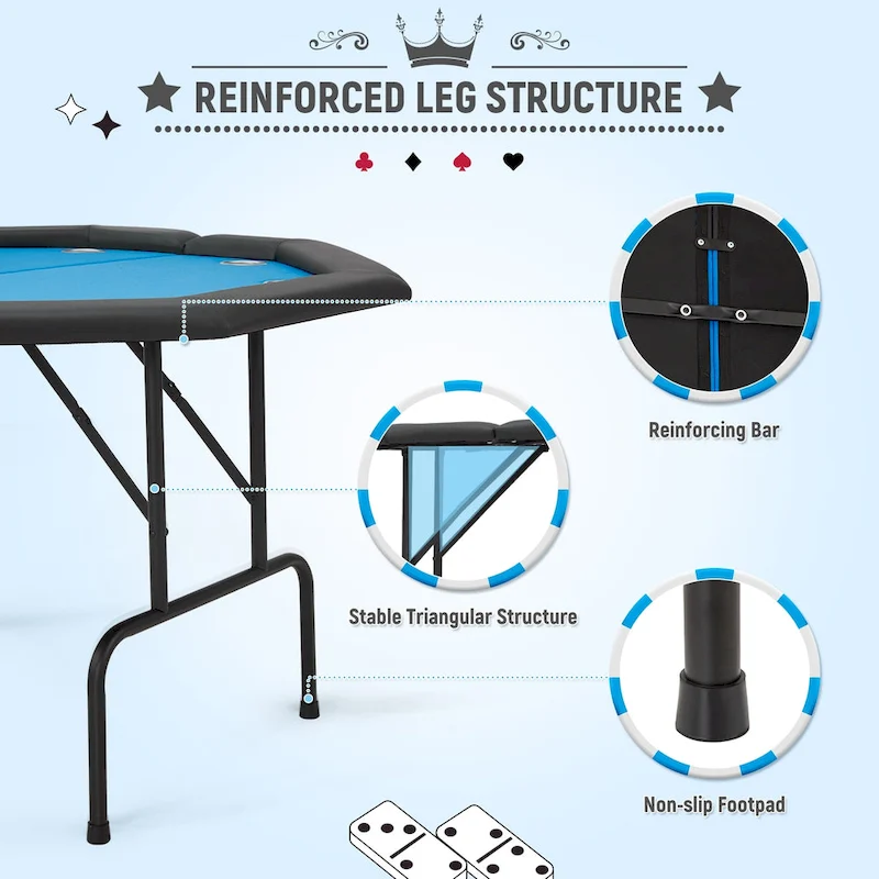 AVAWING 8 Players Game Poker Table Casino Leisure