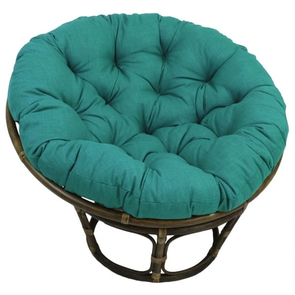 Bali 42-inch Rattan Papasan Chair with Solid All-Weather Cushion