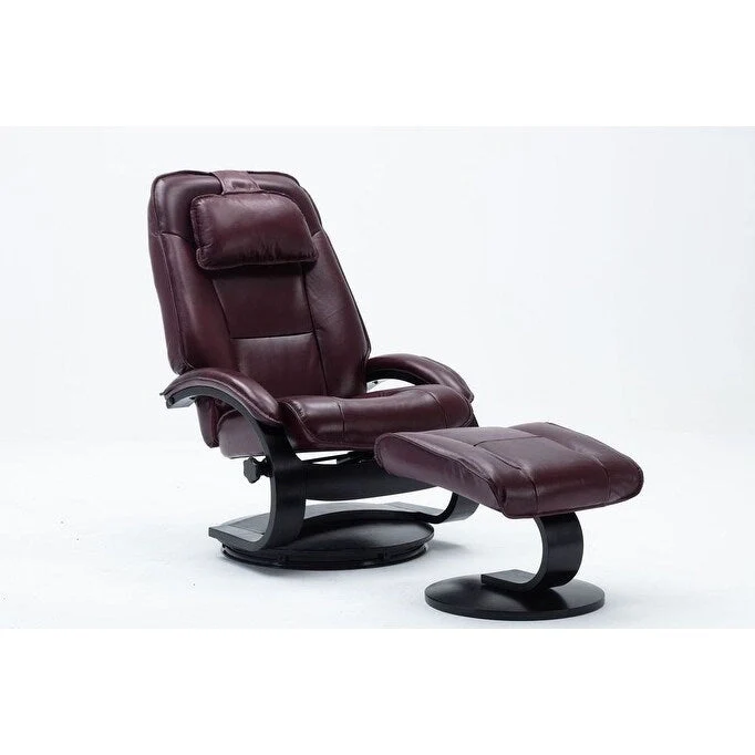 Top-grain Leather Swivel Recliner with Ottoman