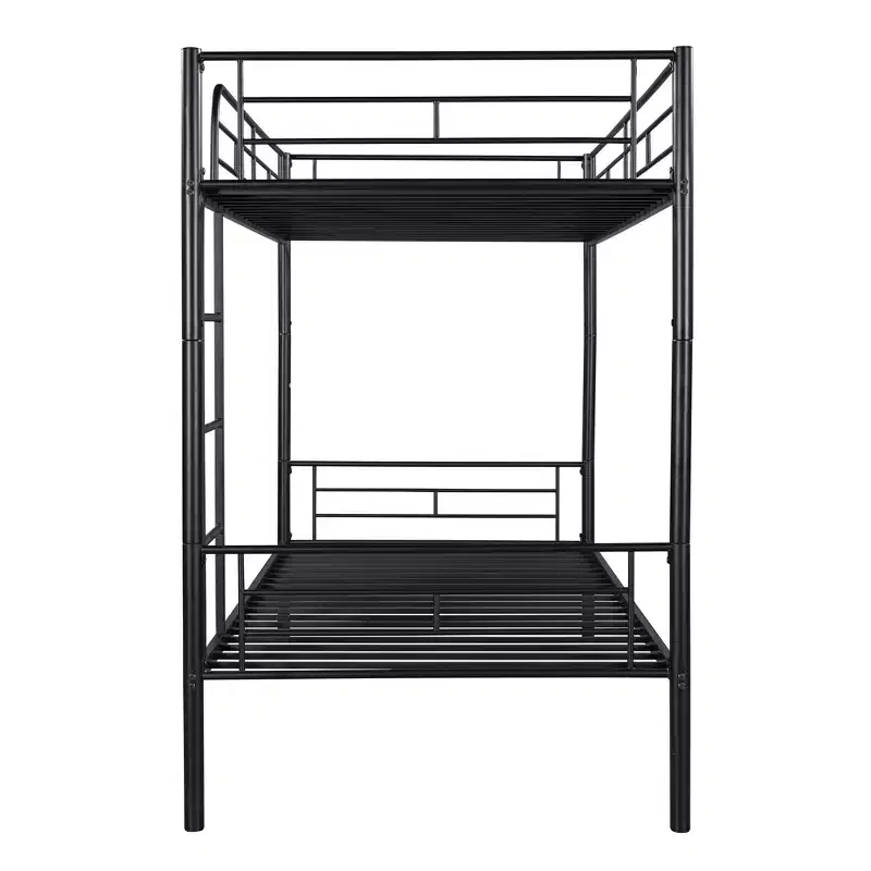 Bellemave Twin Over Twin Metal Bunk Bed, Sturdy Steel Frame, Black Finish, Converts to Two Twin Beds, Heavy-Duty Slats, No Box Spring Needed