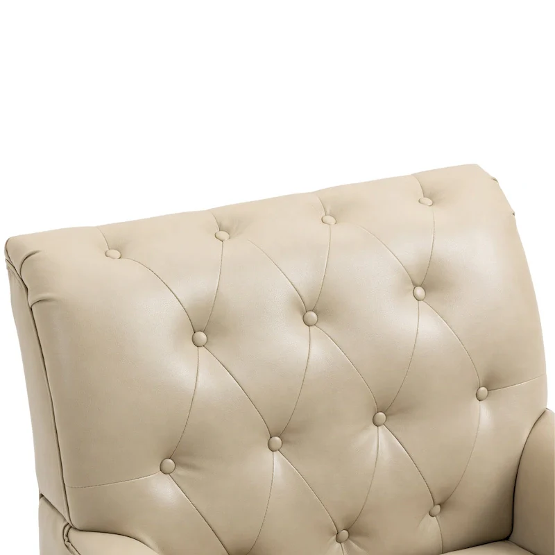 Button-Tufted PU Leather Accent Chair, Black/Brown/Beige, Nailhead Trim, Seats 1
