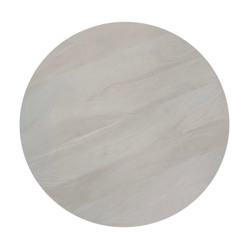 Tomas 32 Inch Coffee Table, Mango Wood Drum Top, Classic Washed White