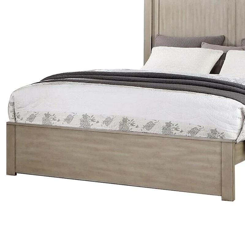 Wooden Queen Bed with 2 Panels Headboard Design