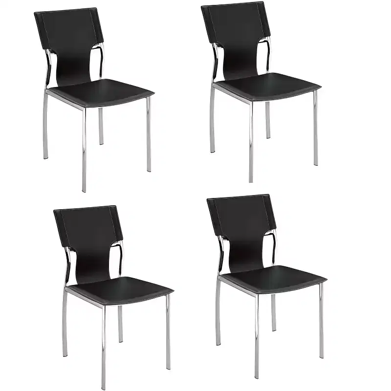 Black Metal Ladder Back Dining Chairs, Set of 4