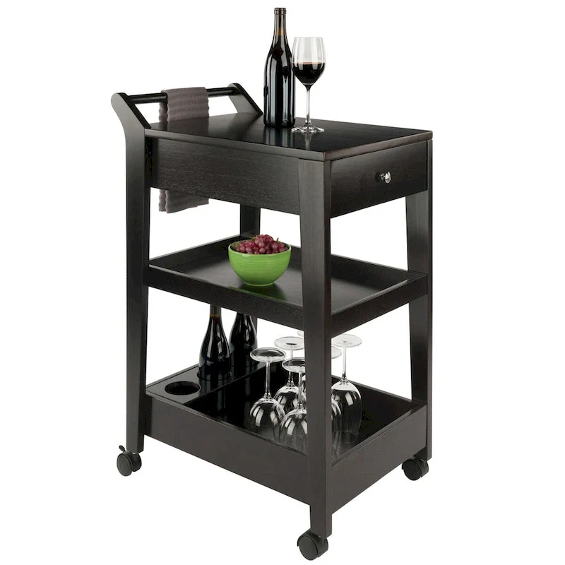 Jeston Entertainment Cart, Espresso - 18.03 x 26.77 x 37.24 inches