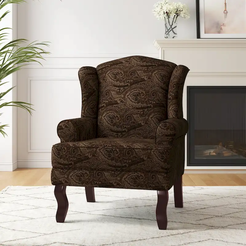 Mid-Century Modern Upholstered Wingback Accent Chair