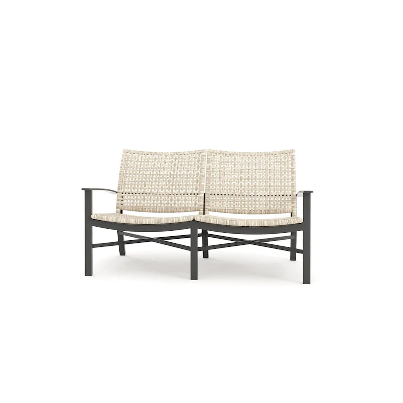 Winston Jasper Textured Pewter with Beechwood Weave Loveseat