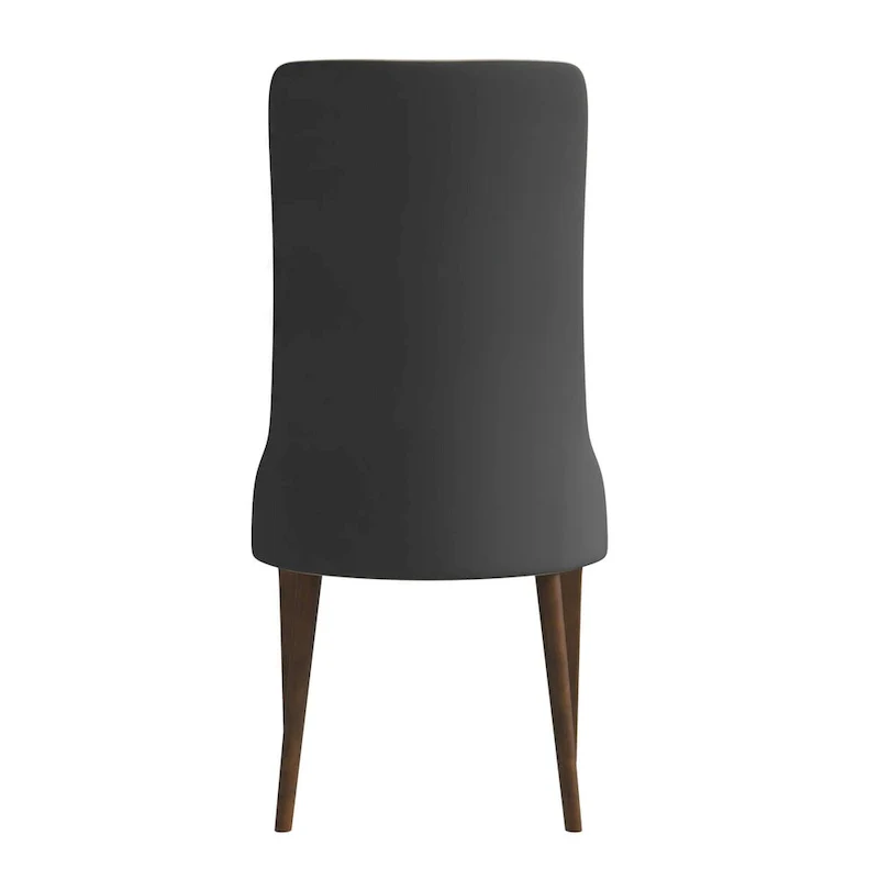 High-Back Dining Chair Upholstered in Leather with Ash Wood Legs Elm Collection
