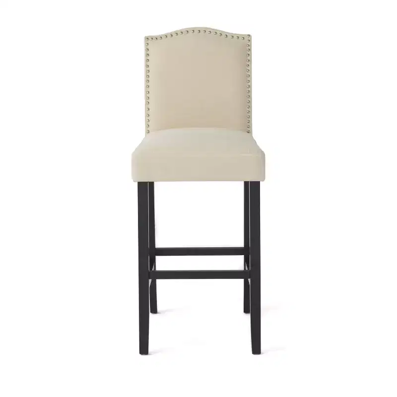 Christopher Knight Home Leona Upholstered Bar Stools with Nailhead Trim and Arched Back (Set of 2)