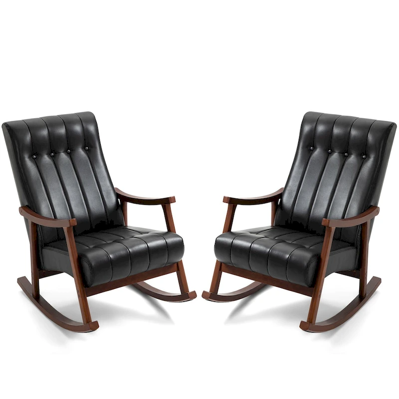 AVAWING Upholstered Rocking Chair ModernHighBackArmchair Set of 2