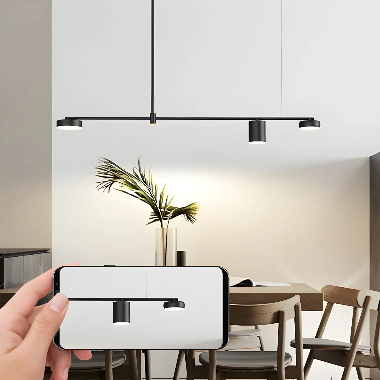 Modern Adjustable Black Linear Kitchen Island Light