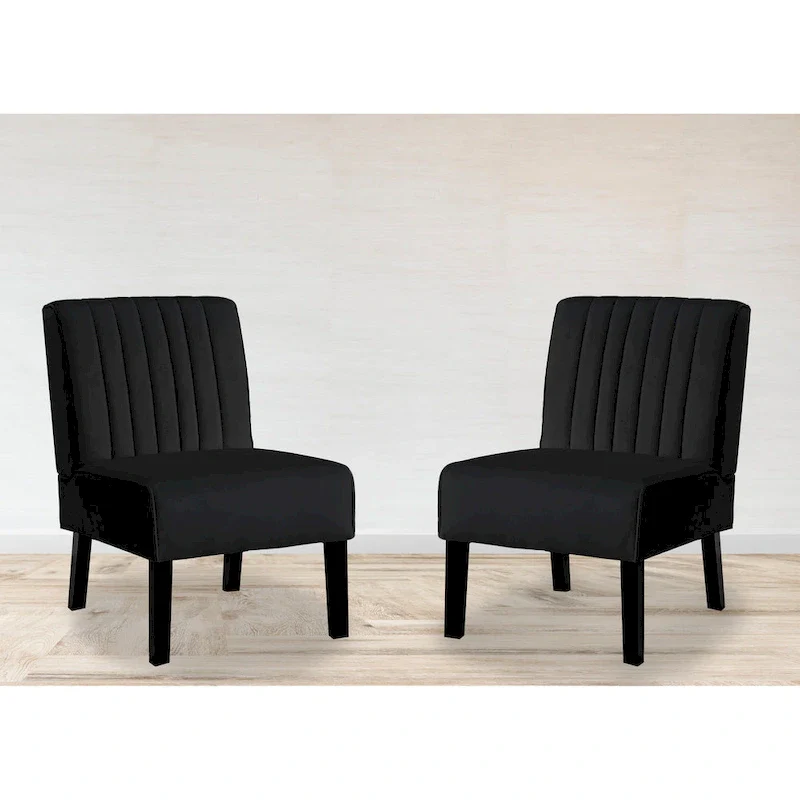 US Pride Nightingale Velvet Stripe Back Accent Chair Set of 2
